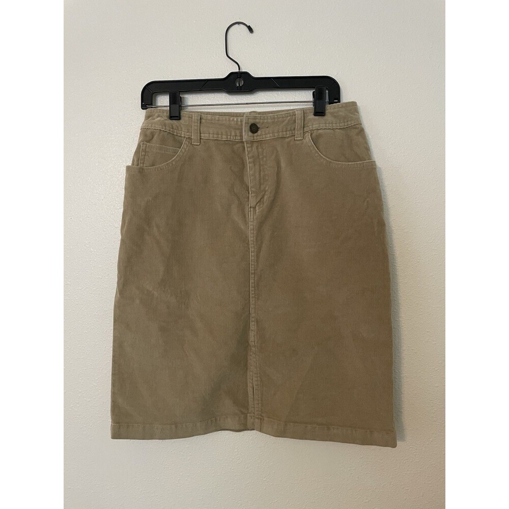 St Johns Bay Corduroy Skirt Size 6  Secretly Slender Beige Midi